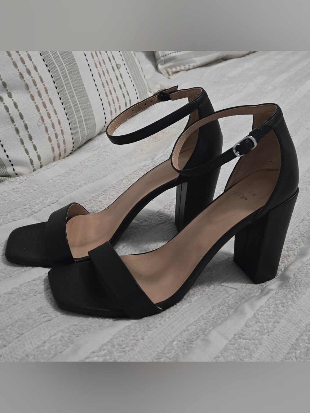A.New.Day - Ankle-Strap Block Heel Sandals - Black